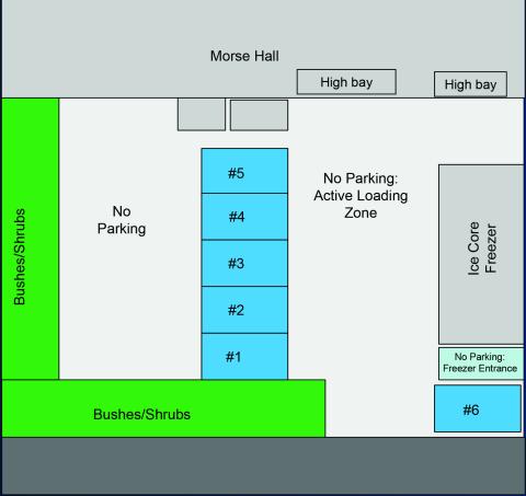 Diagram of parking spots near Morse Hall
